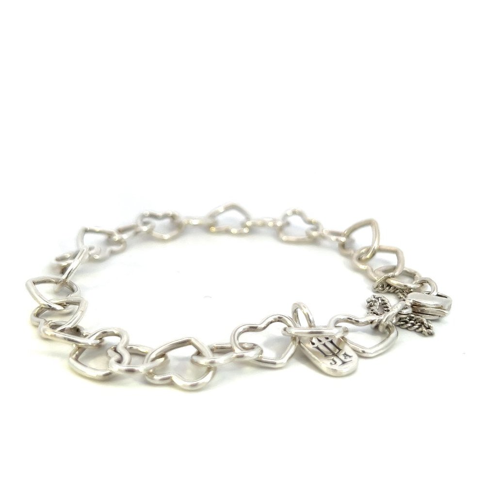 James Avery Connected Hearts Charm Bracelet Sterling Silver Size 6.5"
